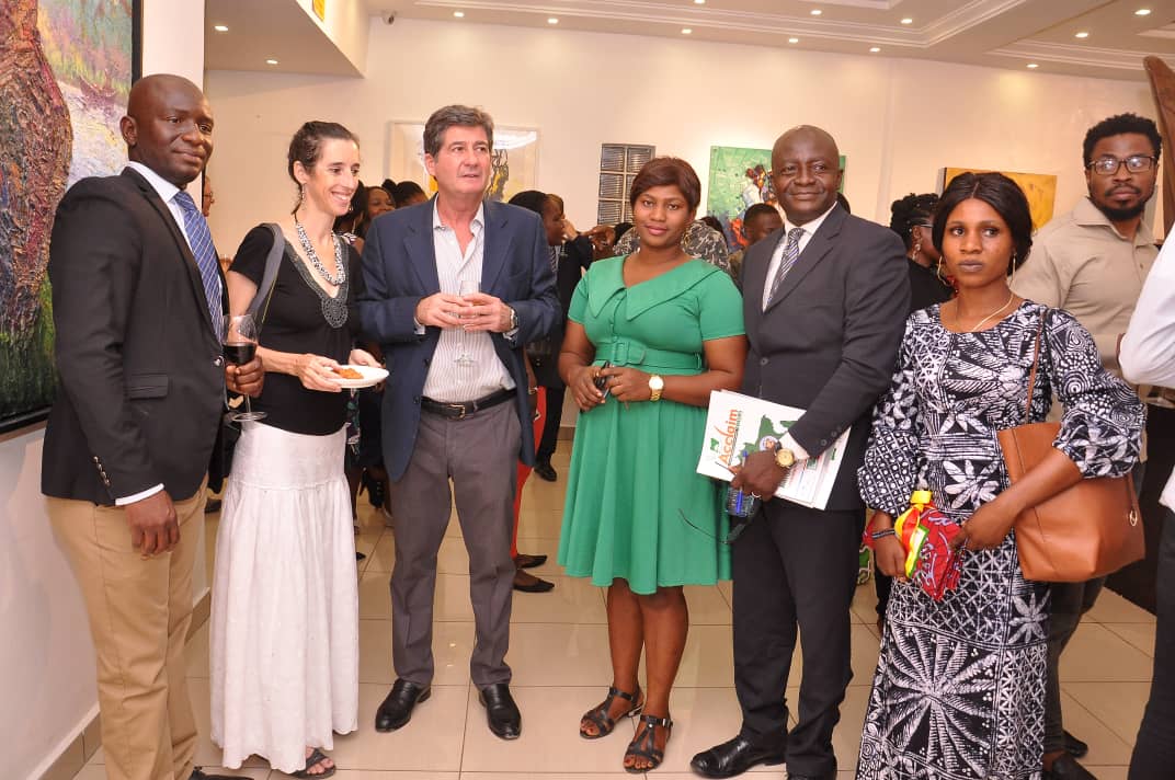 ANIM Leadership crew with the Spanish Embassy, Ambassador, H.E. Marcelino Cabanas Ansorena Ms. Eva Barta, Cultural Counselor at an Arts Exhibition in Abuja.